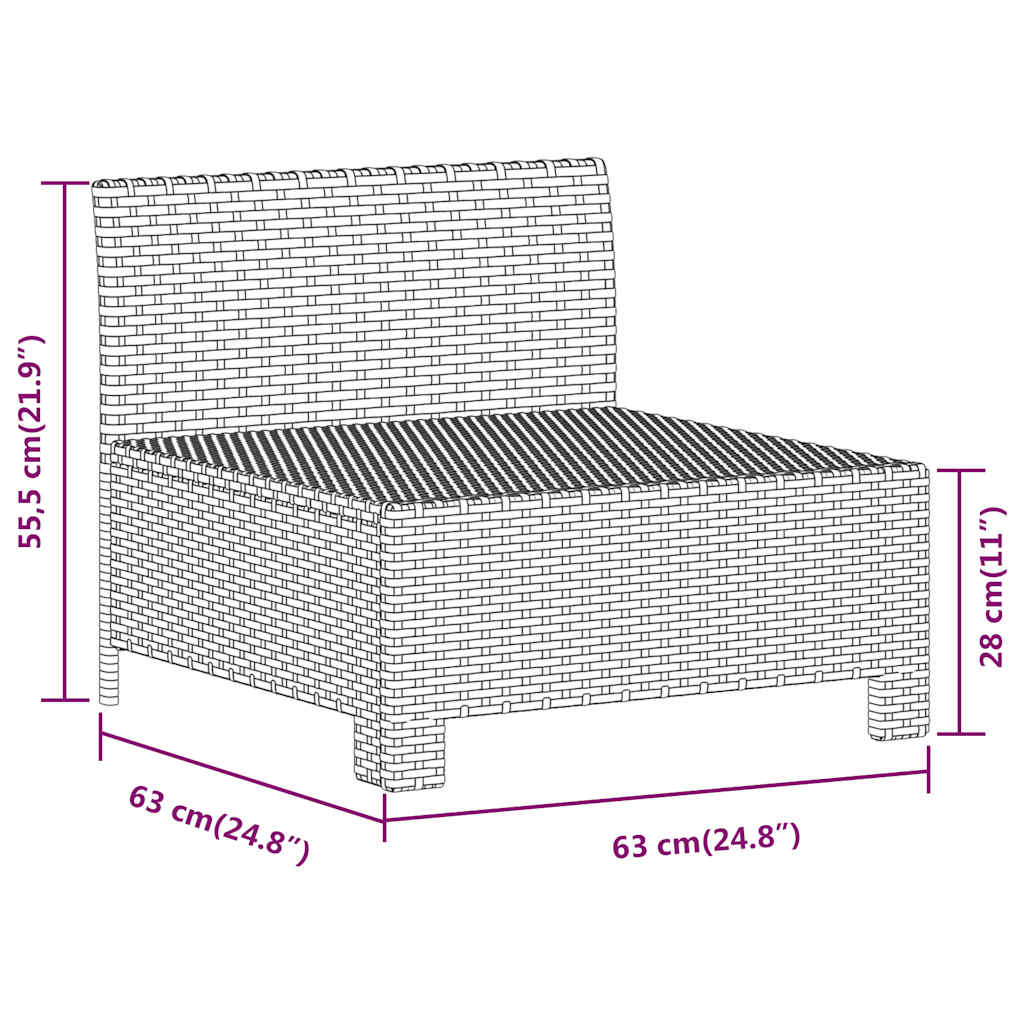 vidaXL Tuinsets Tuinmiddenbank met kussens poly rattan grijs