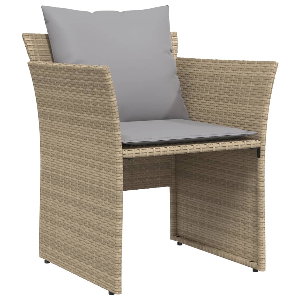 vidaXL Tuinsets Tuinstoel met voetenbank poly rattan beige