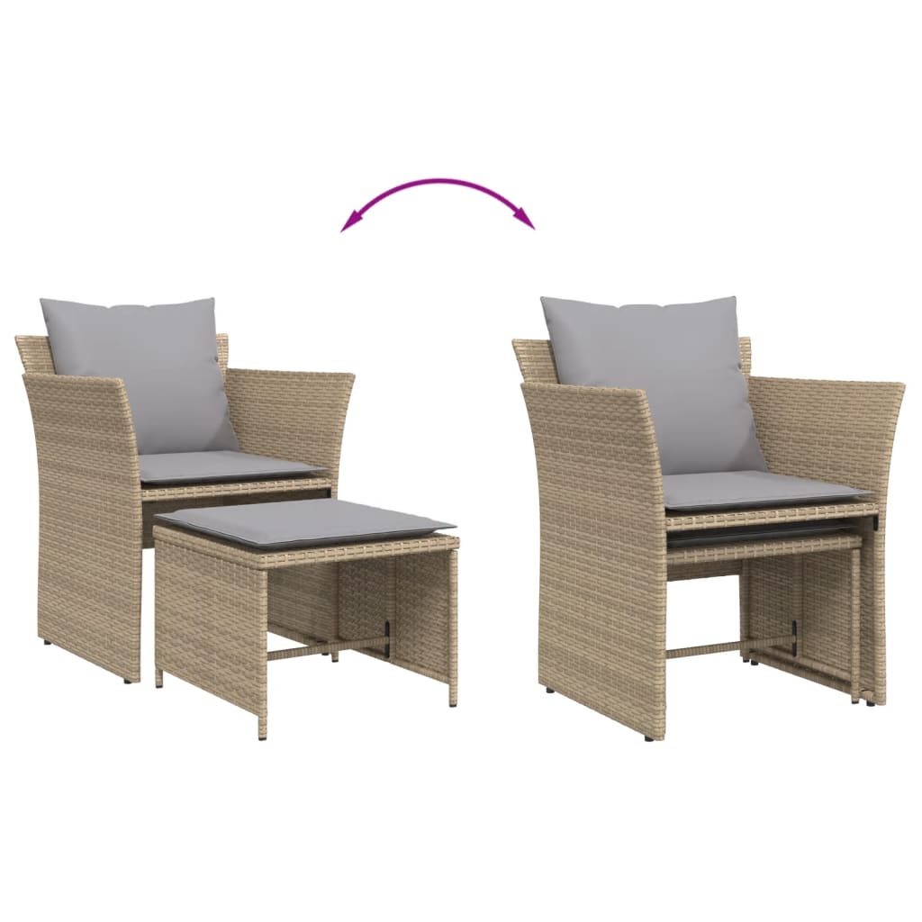 vidaXL Tuinsets Tuinstoel met voetenbank poly rattan beige