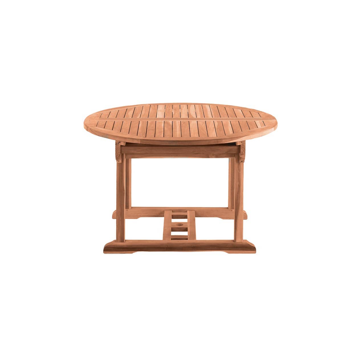 Moebilia Tuintafel, 120 cm rond, uitschuifbaar, teak