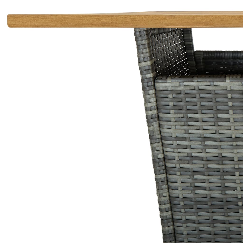 vidaXL Tuintafels Bartafel 80x80x110 cm poly rattan en massief acaciahout grijs