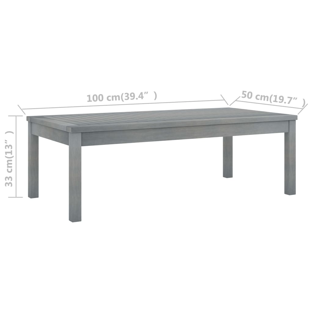 vidaXL Tuintafels Salontafel 100x50x33 cm massief acaciahout grijs