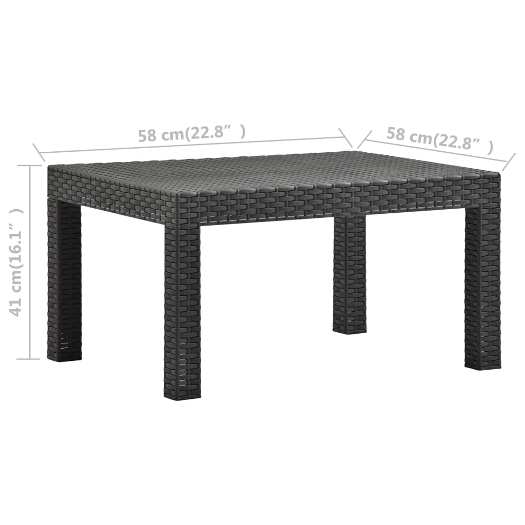 vidaXL Tuintafels Tuintafel 58x58x41 cm PP rattan antracietkleurig