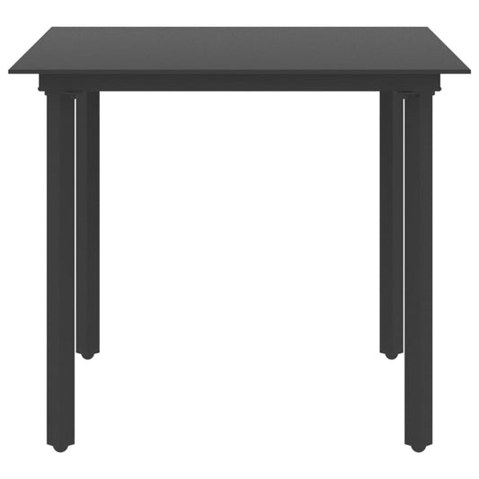 vidaXL Tuintafels Tuintafel 80x80x74 cm staal en glas zwart