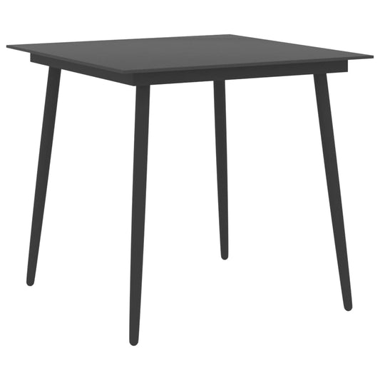 vidaXL Tuintafels Tuintafel 80x80x74 cm staal en glas zwart