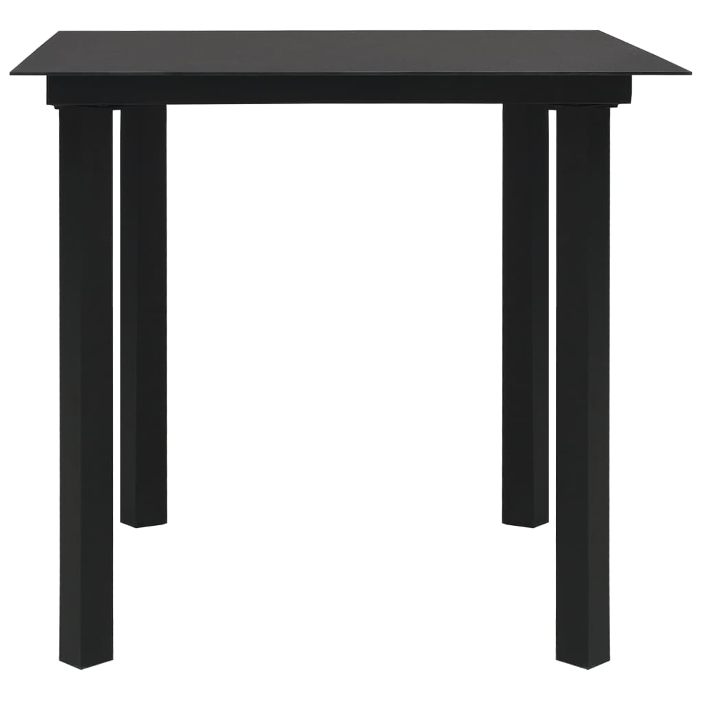 vidaXL Tuintafels Tuintafel 80x80x74 cm staal en glas zwart