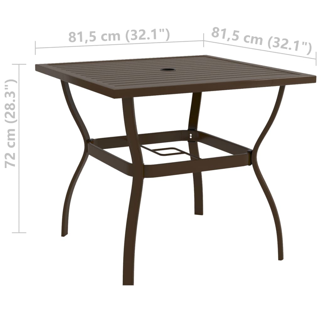 vidaXL Tuintafels Tuintafel 81,5x81,5x72 cm staal bruin