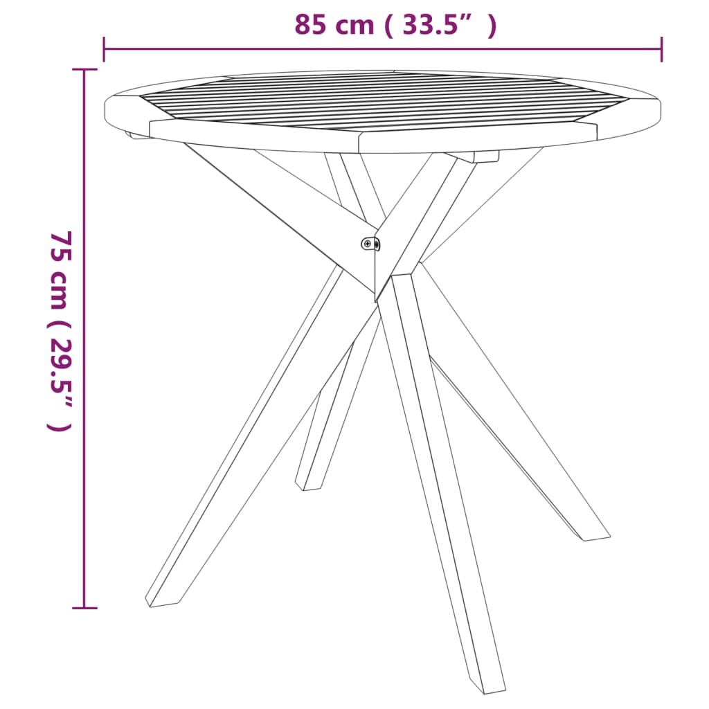 vidaXL Tuintafels Tuintafel 85x85x75 cm massief acaciahout