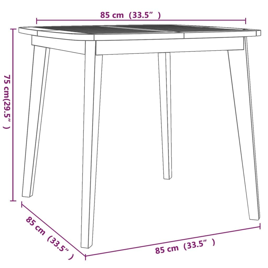 vidaXL Tuintafels Tuintafel 85x85x75 cm massief acaciahout