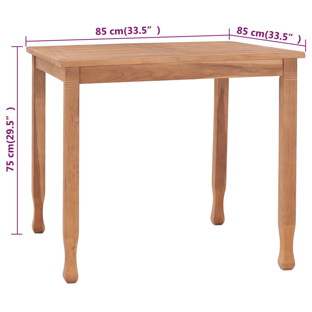 vidaXL Tuintafels Tuintafel 85x85x75 cm massief teakhout