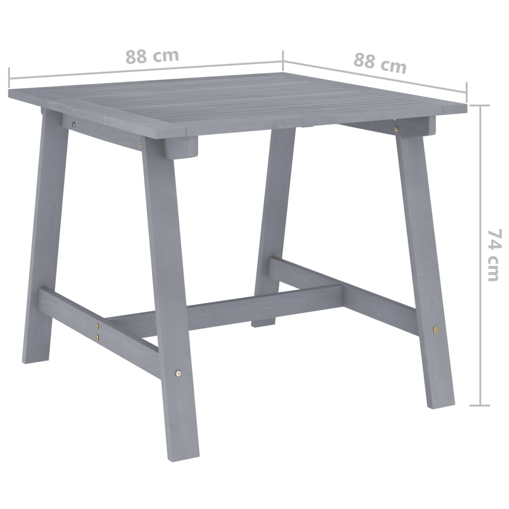 vidaXL Tuintafels Tuintafel 88x88x74 cm massief acaciahout grijs