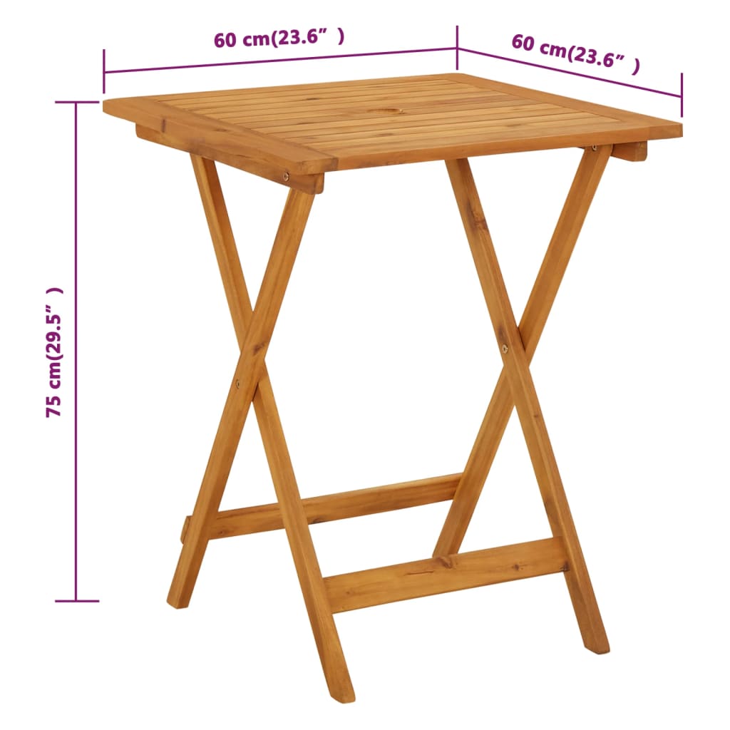 vidaXL Tuintafels Tuintafel inklapbaar 60x60x75 cm massief acaciahout