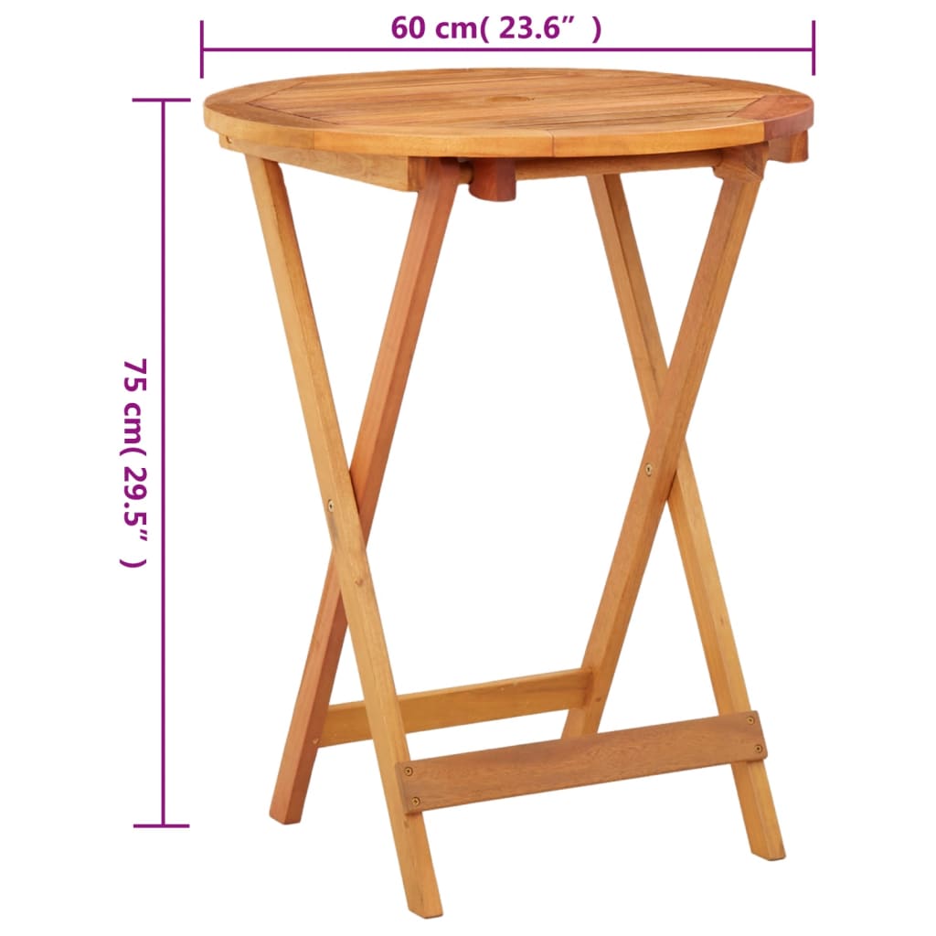 vidaXL Tuintafels Tuintafel inklapbaar Ø60x75 cm massief eucalyptushout