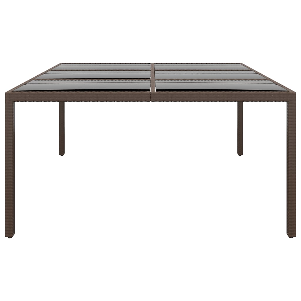 vidaXL Tuintafels Tuintafel met glazen blad 200x150x75 cm rattan bruin