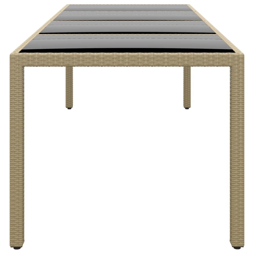 vidaXL Tuintafels Tuintafel met glazen blad poly rattan beige