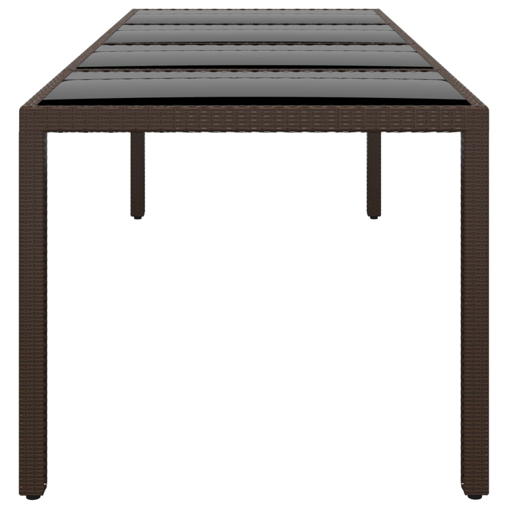 vidaXL Tuintafels Tuintafel met glazen blad poly rattan bruin