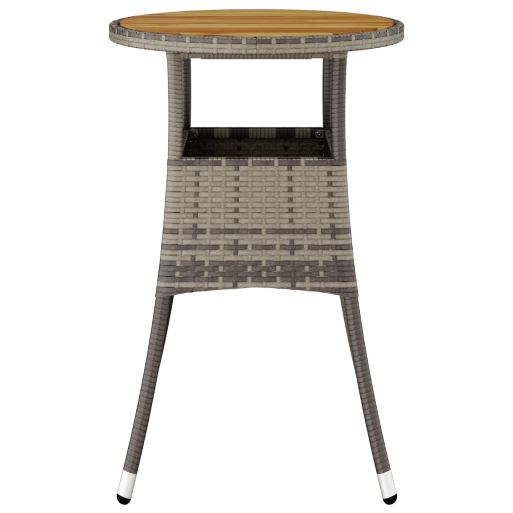 vidaXL Tuintafels Tuintafel Ø60x75 cm acaciahout en poly rattan grijs