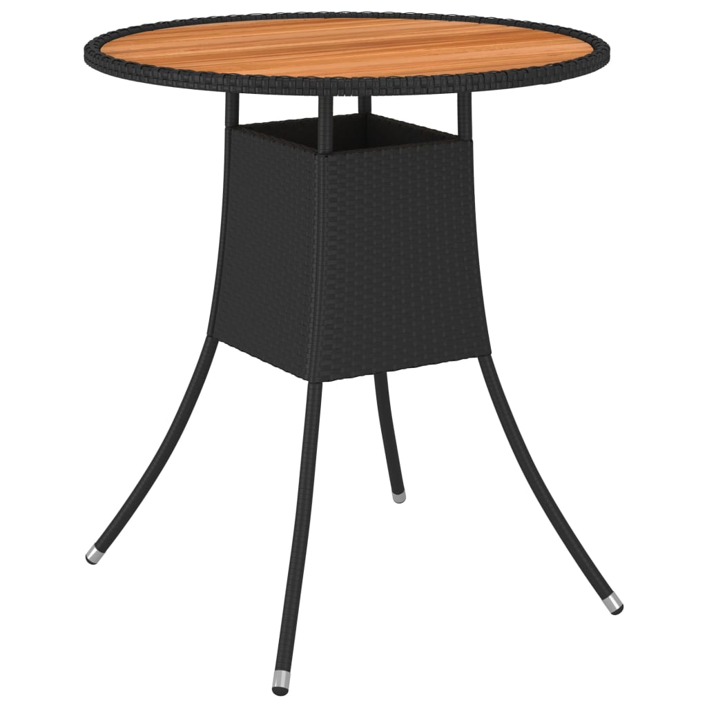 vidaXL Tuintafels Tuintafel Ø70 cm poly rattan en massief acaciahout zwart