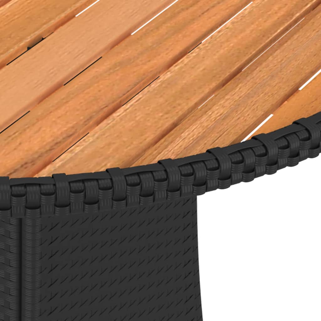 vidaXL Tuintafels Tuintafel Ø70 cm poly rattan en massief acaciahout zwart