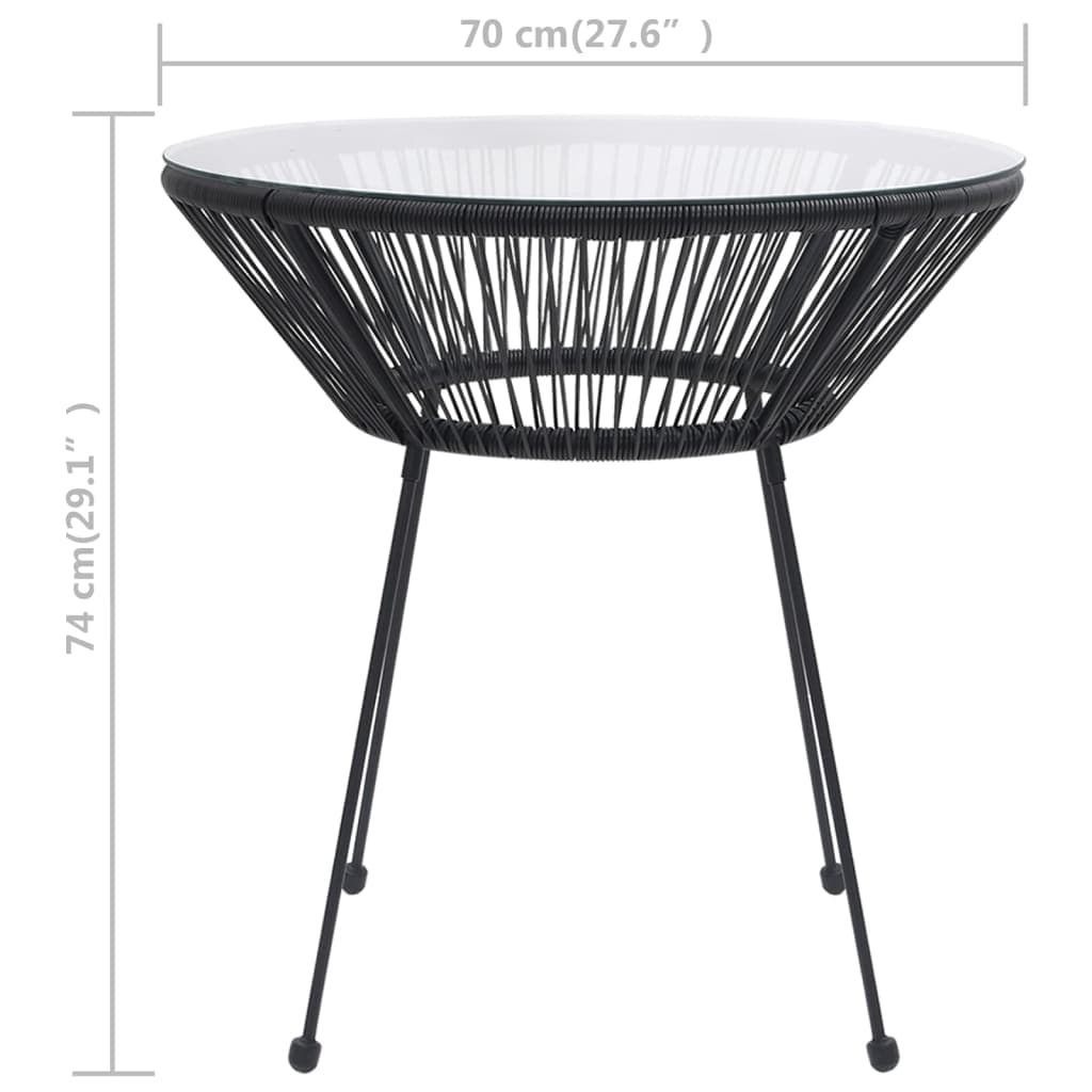 vidaXL Tuintafels Tuintafel Ø70x74 cm rattan en glas zwart