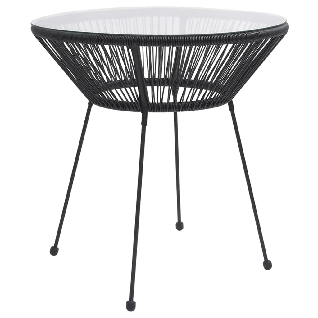 vidaXL Tuintafels Tuintafel Ø70x74 cm rattan en glas zwart