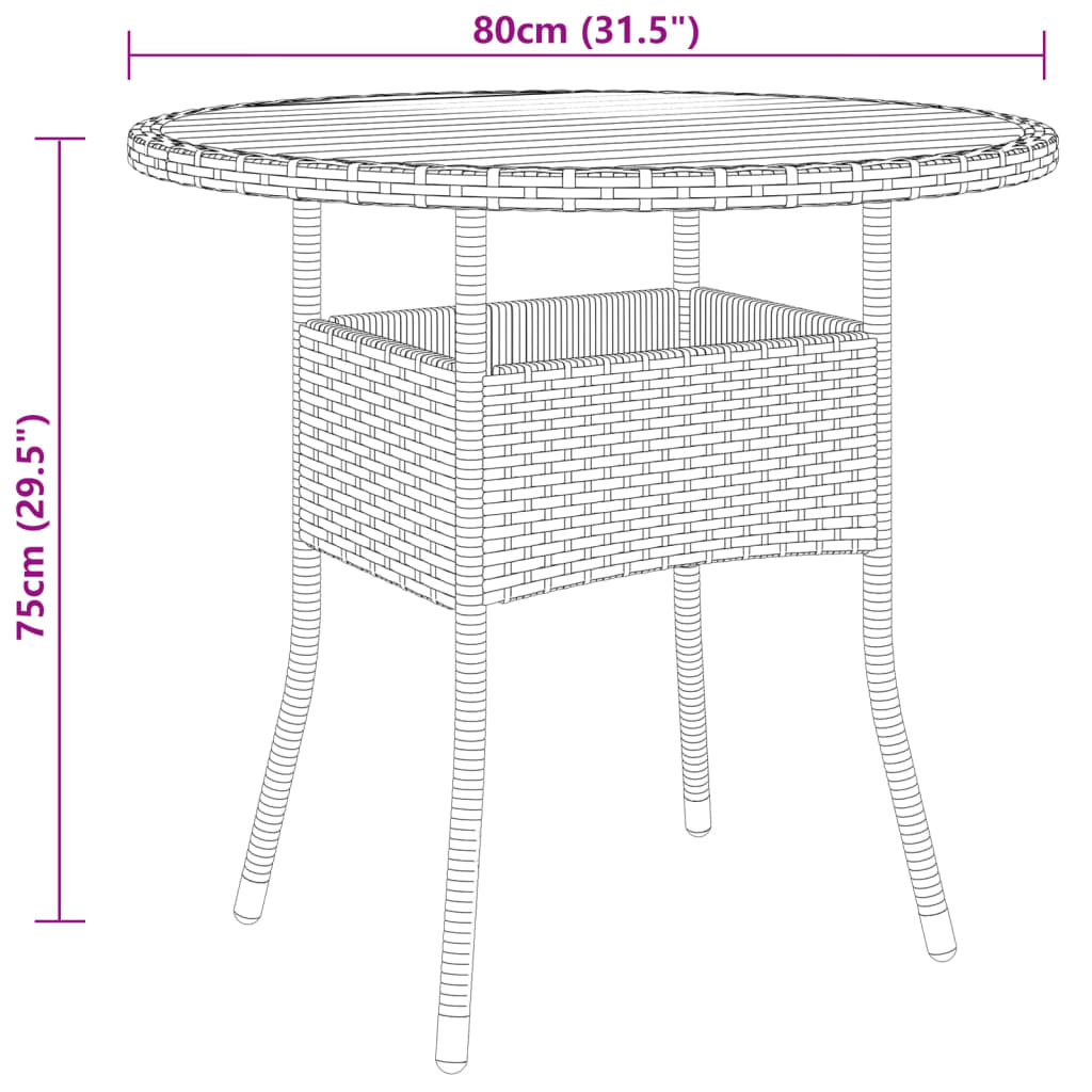 vidaXL Tuintafels Tuintafel Ø80x75 cm acaciahout en poly rattan grijs