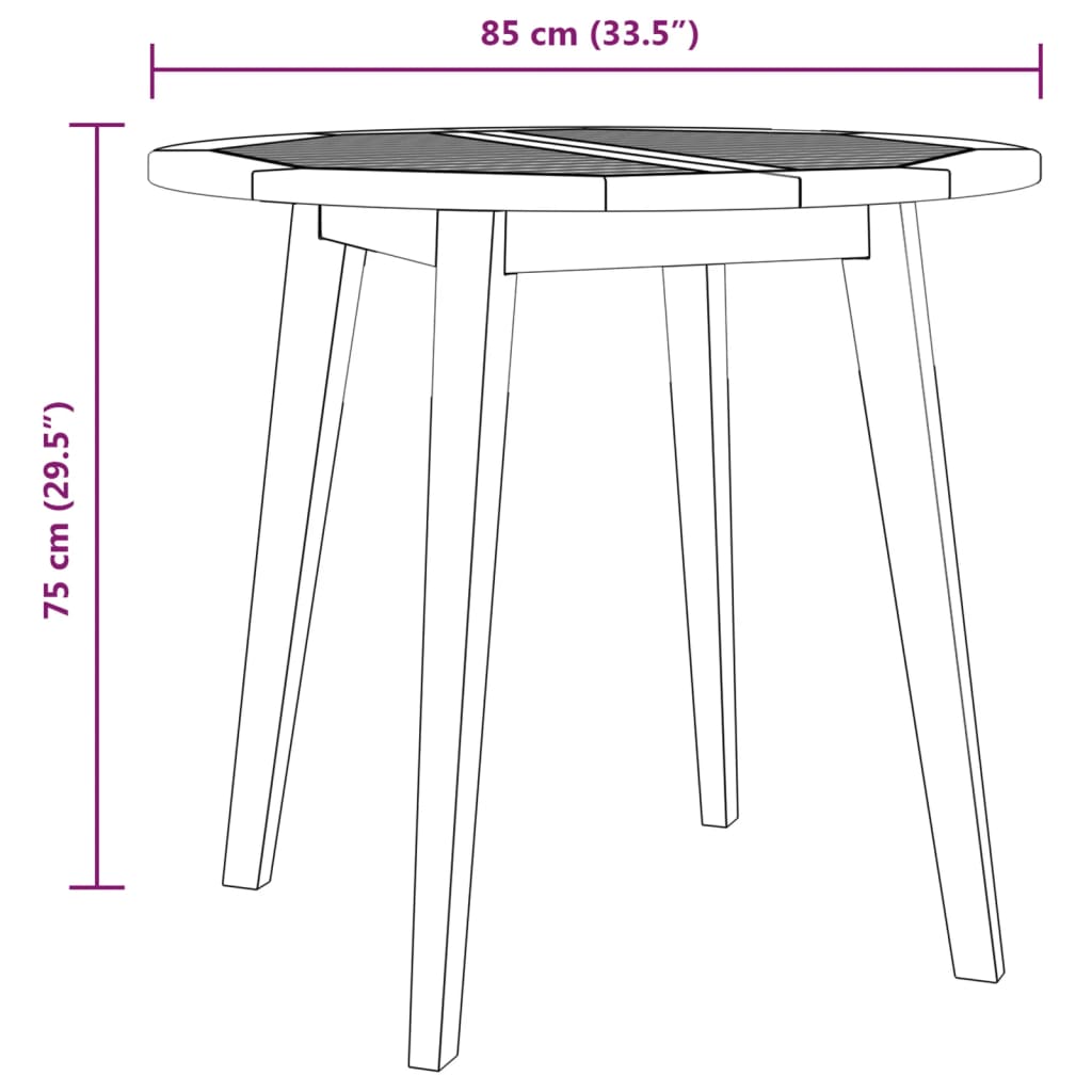 vidaXL Tuintafels Tuintafel Ø85x75 cm massief acaciahout