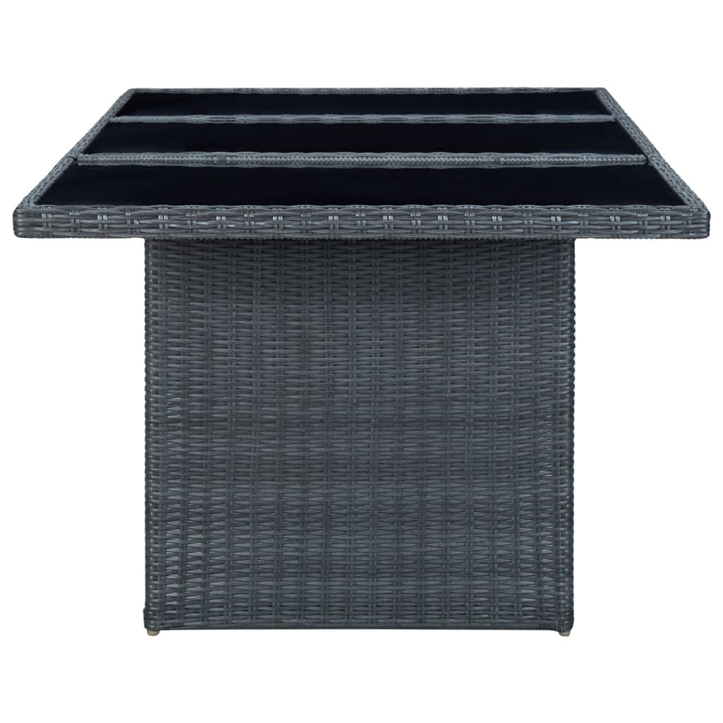 vidaXL Tuintafels Tuintafel poly rattan en gehard glas donkergrijs