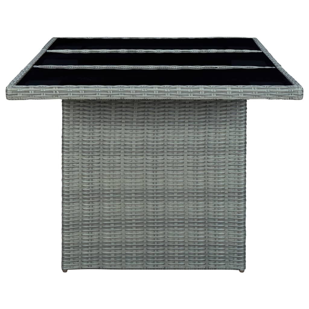 vidaXL Tuintafels Tuintafel poly rattan en gehard glas lichtgrijs