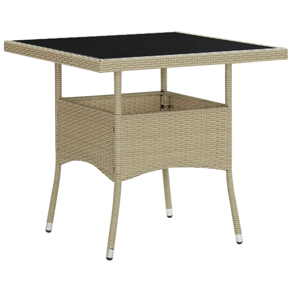 vidaXL Tuintafels Tuintafel poly rattan en glas beige