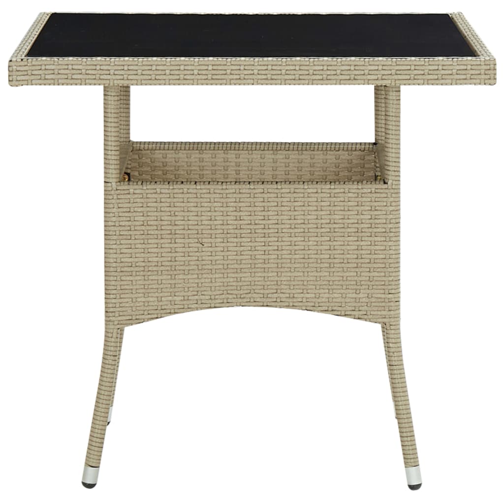 vidaXL Tuintafels Tuintafel poly rattan en glas beige