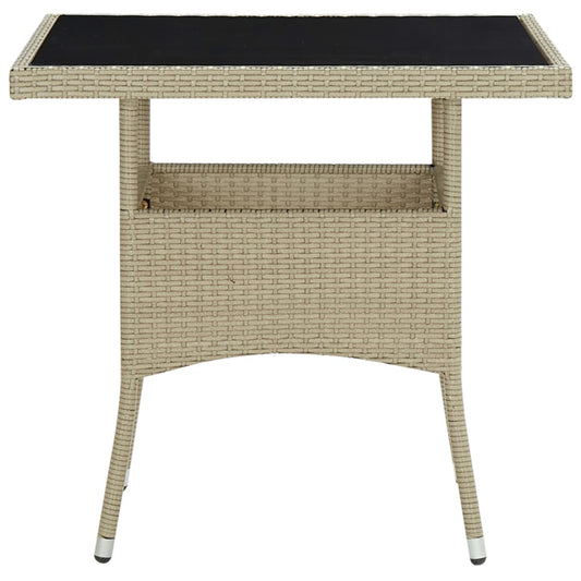 vidaXL Tuintafels Tuintafel poly rattan en glas beige