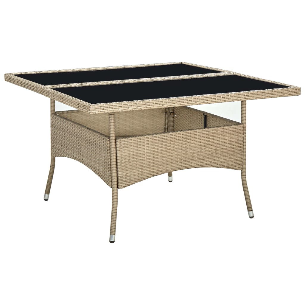 vidaXL Tuintafels Tuintafel poly rattan en glas beige