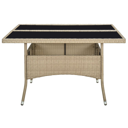 vidaXL Tuintafels Tuintafel poly rattan en glas beige