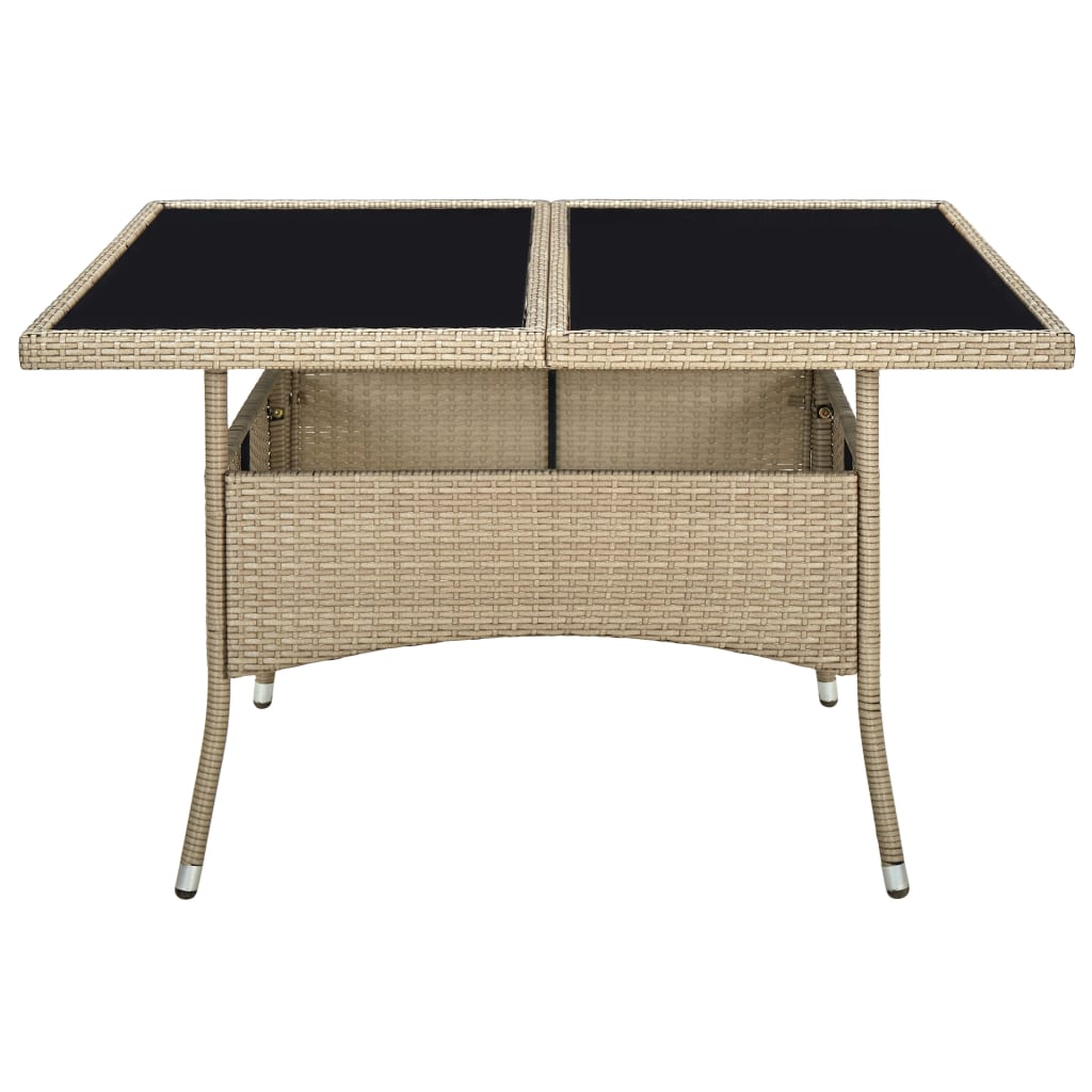 vidaXL Tuintafels Tuintafel poly rattan en glas beige