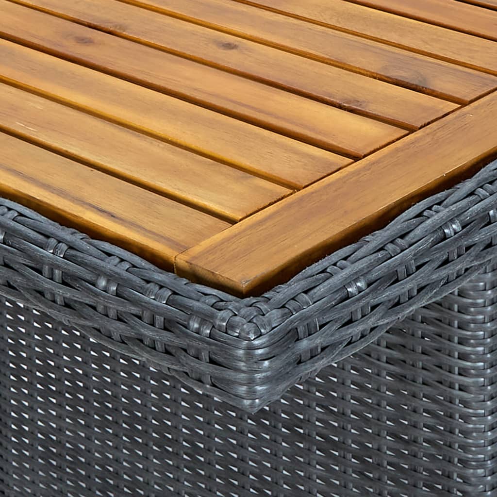 vidaXL Tuintafels Tuintafel poly rattan en massief acaciahout donkergrijs