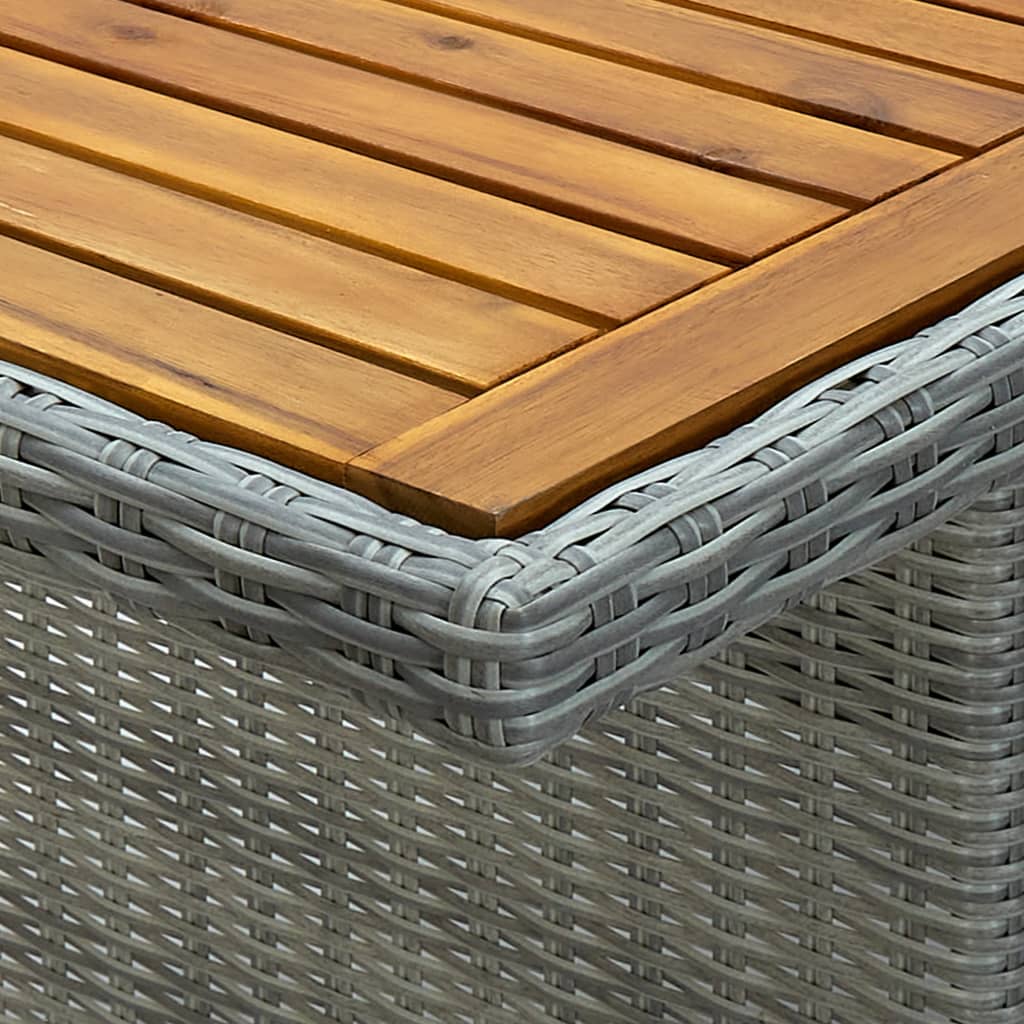 vidaXL Tuintafels Tuintafel poly rattan en massief acaciahout lichtgrijs