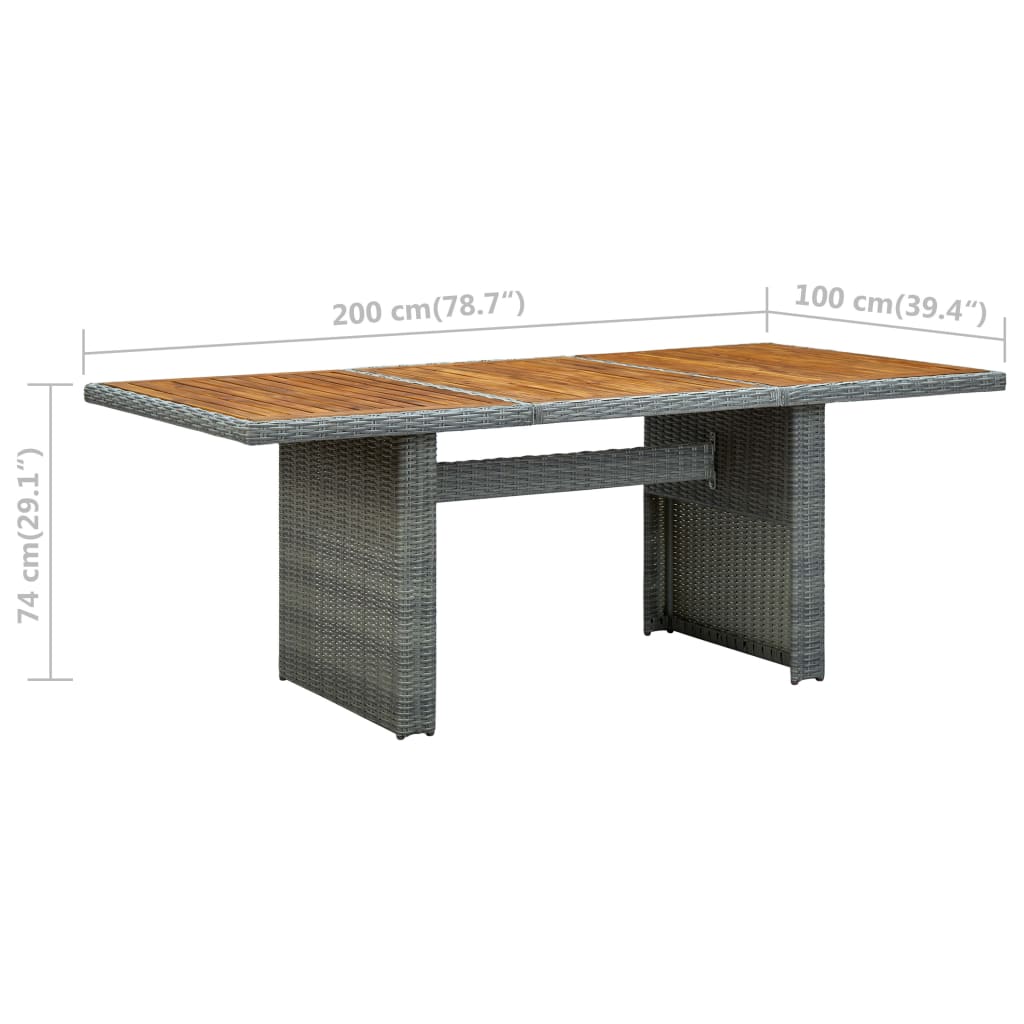 vidaXL Tuintafels Tuintafel poly rattan en massief acaciahout lichtgrijs