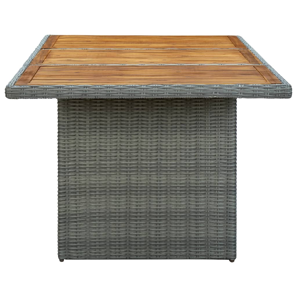 vidaXL Tuintafels Tuintafel poly rattan en massief acaciahout lichtgrijs