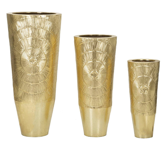 Mauro Ferretti VASE HOLDER GOLDELY SET 3 PCS CM Ø 50,8X114,9-40X92,7-29,8X70,5