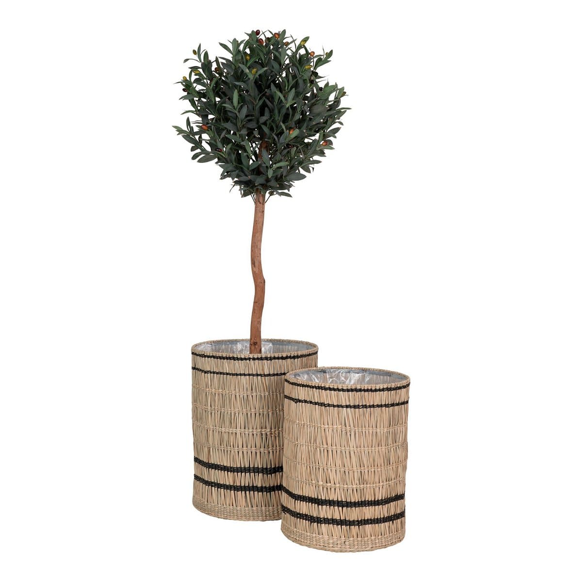 House Nordic ApS Vinh Planter - Plantenbak, zeegras, rond, naturel, set van 2