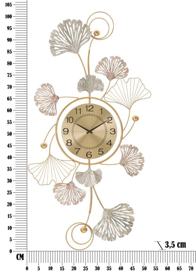 Mauro Ferretti WALL DECORATION LEAVY WITH CLOCK CM 52,5X3,5X102