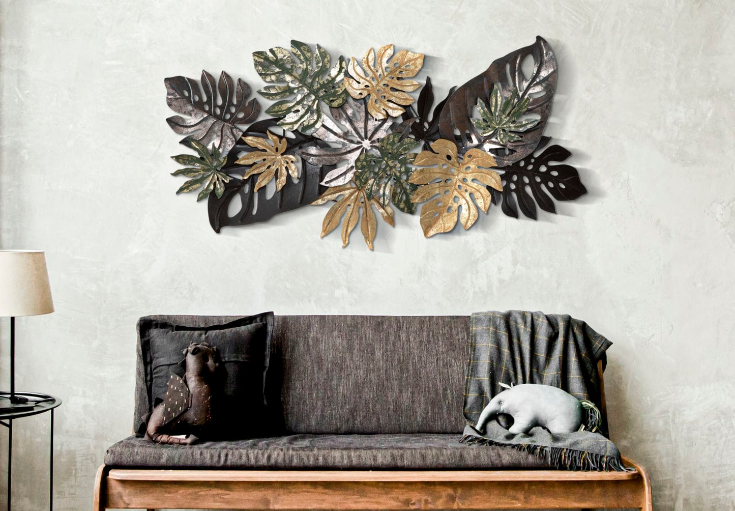 Mauro Ferretti WALL IRON PANEL ANTIQUE LEAF CM 133X10X67