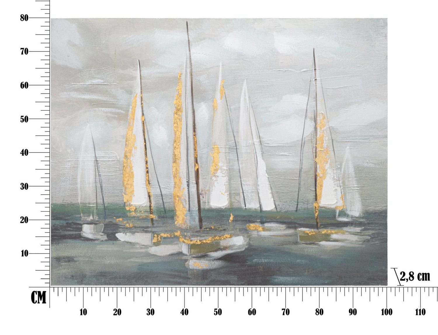 Mauro Ferretti WALL PAINT GOLD BOAT CM 100X2,8X80