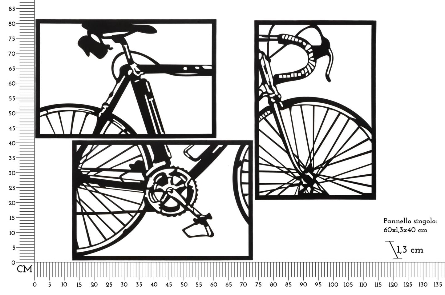 Mauro Ferretti WALL PANEL BIKE SET 3 PCS CM 40X1,3X60 (SINGLE PC SIZE)