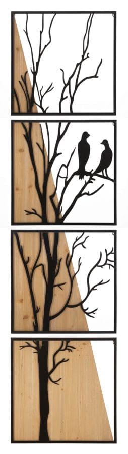 Mauro Ferretti WALL PANEL BIRD IRON WOOD SET 4 PCS 50X2X200 (50X2X50)