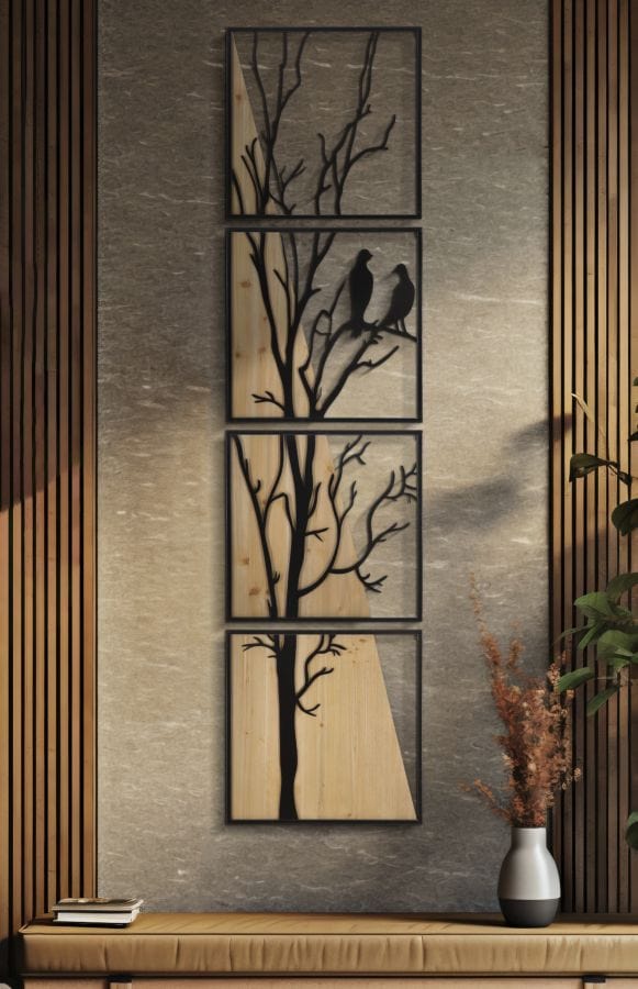 Mauro Ferretti WALL PANEL BIRD IRON WOOD SET 4 PCS 50X2X200 (50X2X50)