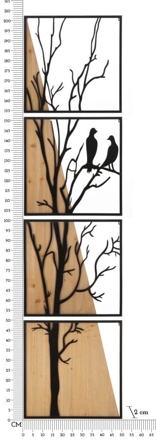 Mauro Ferretti WALL PANEL BIRD IRON WOOD SET 4 PCS 50X2X200 (50X2X50)