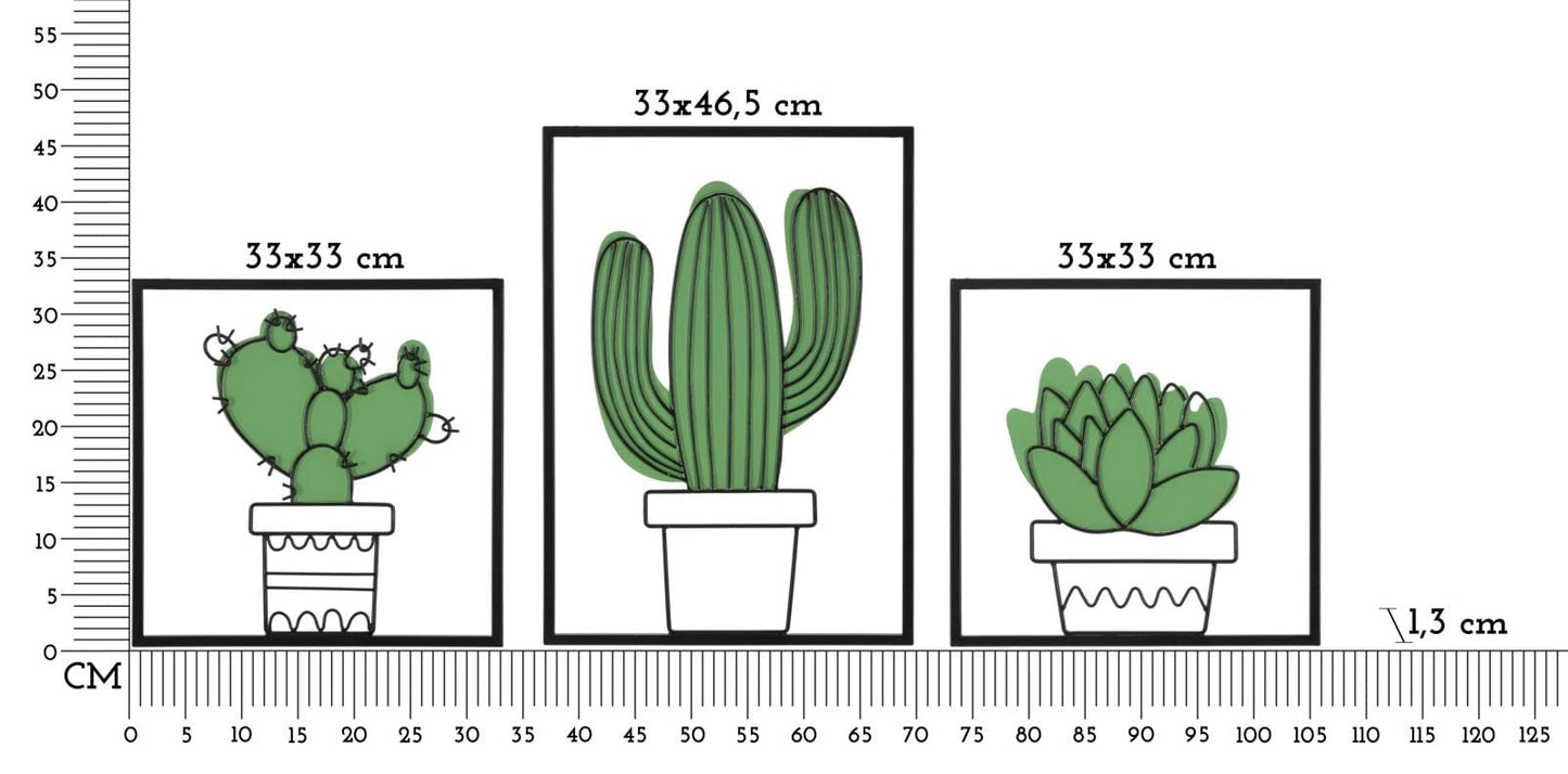 Mauro Ferretti WALL PANEL CACTUS SET 3 PCS 33X1,3X46,5-33X1,3X33