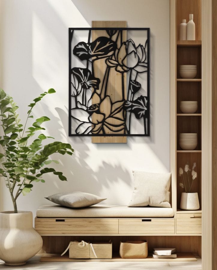 Mauro Ferretti WALL PANEL LOTUS IRON AND WOOD CM 60X2X90